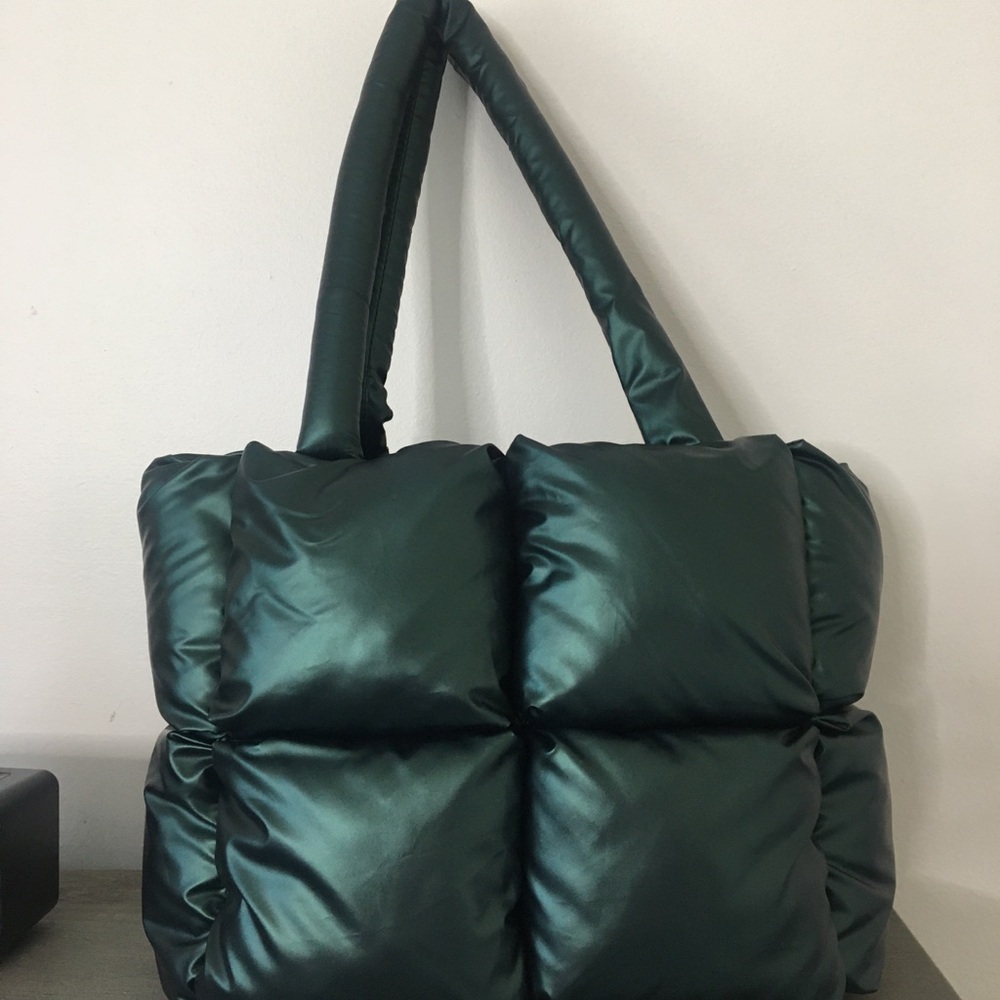 Anthropologie Green Puffer Tote
